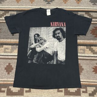 Vintage Nirvana Kurt Cobain Tee Mens Medium 2013 Black Short Sleeve Y2K