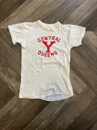 Vintage 50s T Shirt Queens NYC Waterprint All Cotton Small Arch Logo