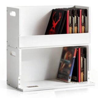 2 Set Wooden DVD Storage Box DVD Storage Shelf Holder Solid Wood Cassette Tap…