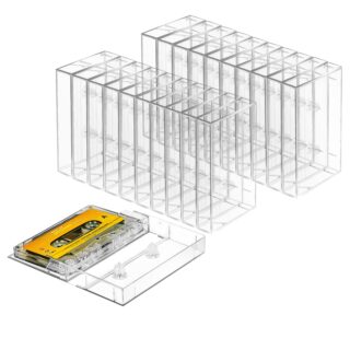 T WaveTree 100-Pack Audio Cassette Storage Cases – Clear Plastic Cassette Tap…