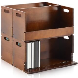 4 Set Wooden DVD Storage Box DVD Storage Shelf Holder Solid Wood Cassette Tap…