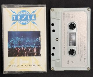 1990 Tesla Five Man Acoustical Jam Taiwan Ltd 14 Tracks Cassette Tap W/ReplyCard