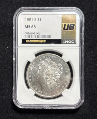 1881-S $1 Morgan Silver Dollar NGC Ultra Breaks Gold Rush MS63 Item#960