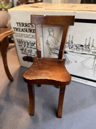 Vintage Terri’s Treasures Table/chair Boxed, Silver cast Items, Pink Glassware