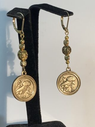 NEW ITEM*HANDCRAFTED REVERSIBLE GREEK ATHENIAN OWL/ALEXANDER COIN EARRINGS.g