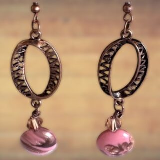New Pink and Copper Picasso Glass Earrings Item #2051