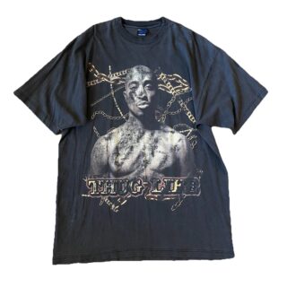 Vintage Tupac 2Pac Thug Life Hip Hop Rap Tee Mens 2XL Black Faded Distressed Y2K