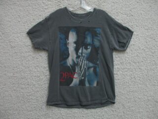 2PAC Shirt Medium Adult Dark Gray Distressed Tupac Casual Hip Hop Music Mens M