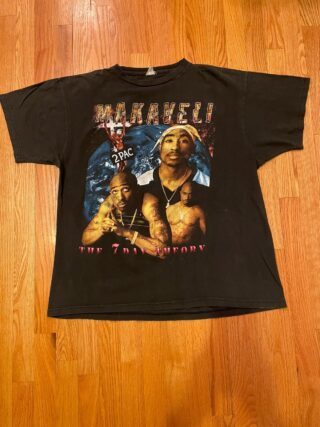 Vintage Tupac Shakur Makaveli Rap Tee Shirt Sz L/XL 90s Bay Club 2Pac