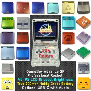 Nintendo GameBoy Advance SP GBA Console V5 IPS LCD Reshell USB-C New Battery