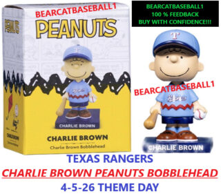 TEXAS RANGERS CHARLIE BROWN PEANUTS BOBBLEHEAD THEME ITEM NIB *PRESALE* 4-5-26
